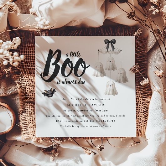ハロウィン＋ベビーシャワーおめでとう Little Boo Is Almost Due 招待状