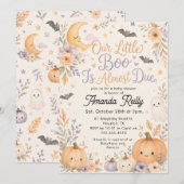 ハロウィン・ベビーシャワーお楽しみはもうすぐ Little Boo 招待状 (正面/裏面)