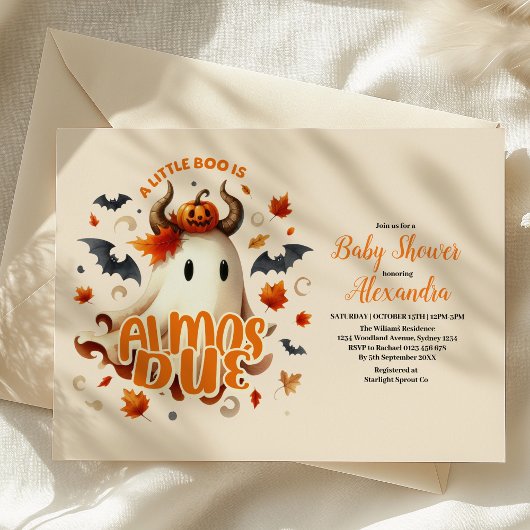 ハロウィン・ベビーシャワーお楽しみはもうすぐ Little Boo 招待状