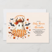 ハロウィン・ベビーシャワーお楽しみはもうすぐ Little Boo 招待状 (正面)