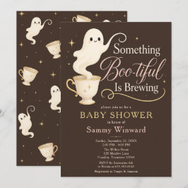 ハロウィン+ベビーシャワーにぴったりな、「何かお茶が入っているみたい!」とお茶目な赤ちゃんのお祝い 招待状