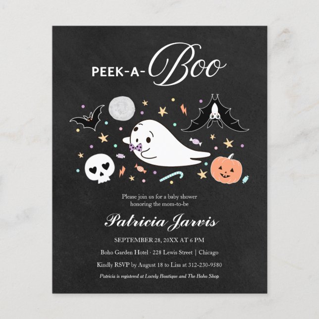 ハロウィン+ベビーシャワーの招待状 Peek-A-Boo Budget (正面)