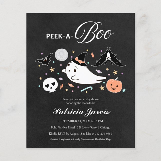ハロウィン＋ベビーシャワー招待状 Peek-A-Boo Budget (正面)
