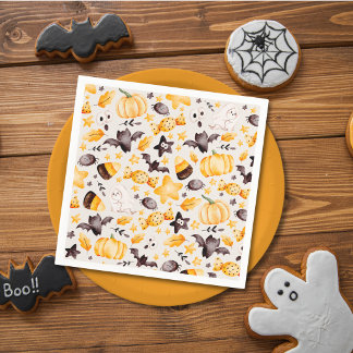 ハロウィン・ベビーシャワー おめでとう "A Little Boo" スタンダードカクテルナプキン