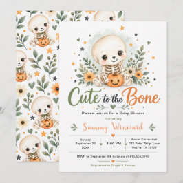 ハロウィン・ベビーシャワー おめでとう "Cute to the Bone" 招待状