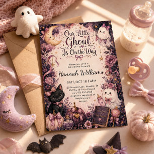 ハロウィン・ベビーシャワー おめでとう Little Ghoul 招待状