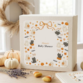ハロウィン・ベビーシャワー おめでとう Our Little Boo is Almost Due スクエアシール