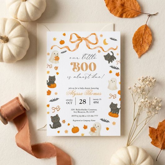 ハロウィン・ベビーシャワー おめでとう Our Little Boo is Almost Due 招待状