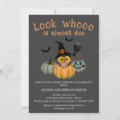ハロウィン・ベビーシャワー「もうすぐ生まれるよ Owl Look Whooo」 招待状 (正面)