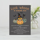 ハロウィン・ベビーシャワー「もうすぐ生まれるよ Owl Look Whooo」 招待状 (スタンド正面)