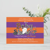 ハロウィン ベビーシャワー オレンジ パープルの招待状. 招待状 (スタンド正面)