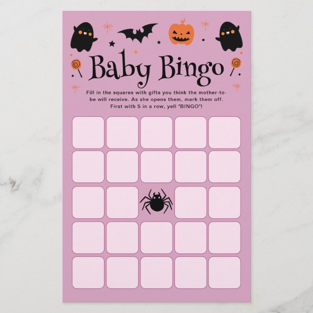 ハロウィン ベビーシャワー ビンゴ ゲーム (正面)