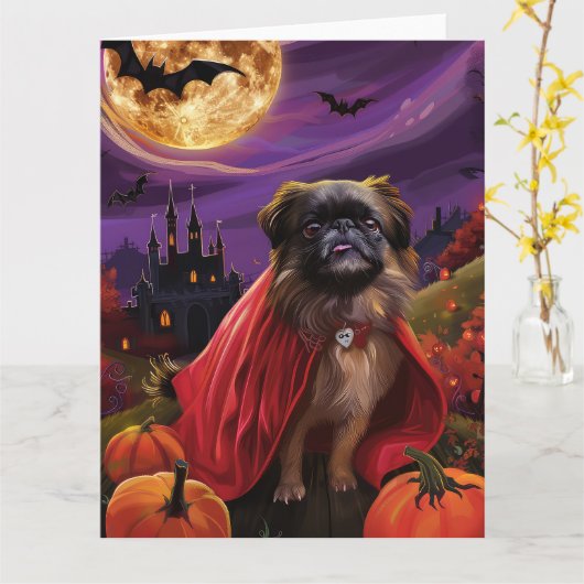 ハロウィン ペキニーズ 吸血鬼 パンプキン おばけ カード (黄色い花)
