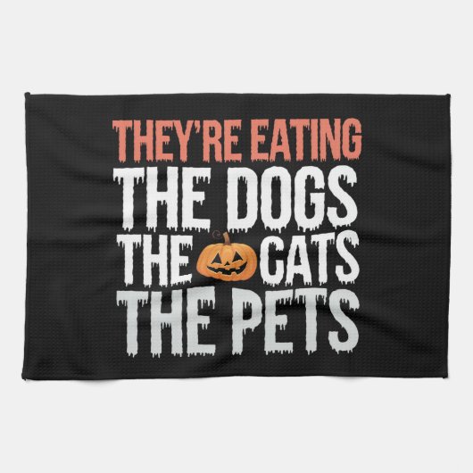 ハロウィン ペット 食べる 猫 犬 キッチンタオル (横)