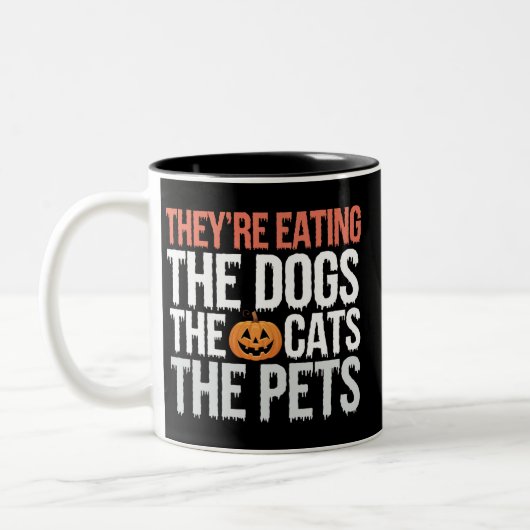 ハロウィン ペット 食べる 猫 犬 ツートーンマグカップ (左)