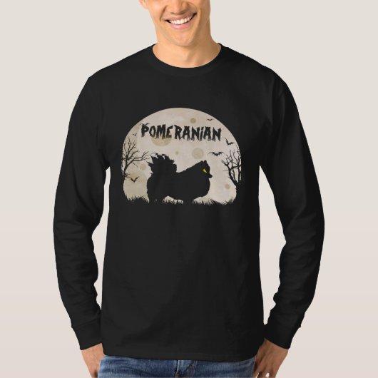 ハロウィン ホラー ポメラニアン Tシャツ (正面)