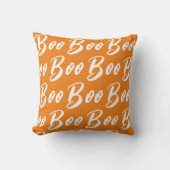ハロウィン ホワイト オレンジ boo テキスト パターン クッション (正面)
