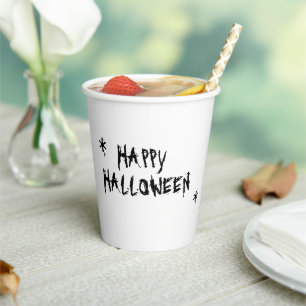 ハロウィン ホワイト ブラック スプーキー タイポグラフィ 楽しい 紙コップ