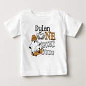 ハロウィン ホワイト ワン スプーキーデュード 1歳誕生日 ベビーTシャツ (正面)