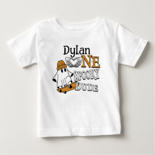 ハロウィン ホワイト ワン スプーキーデュード 1歳誕生日 ベビーTシャツ