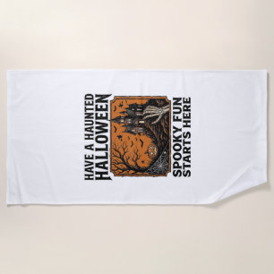 ハロウィン ホーンテッド Tシャツ スプーキー ビンテージ パーティー デザイン ビーチタオル