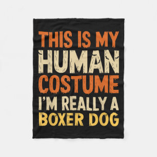ハロウィン ボクサー犬 僕は人間コスプレしてる フリースブランケット