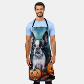 ハロウィン ボストンテリア かぼちゃ スケアリー エプロン (着用した状態)