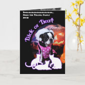 ハロウィン-ボストンテリア-ジョージア カード (黄色い花)