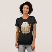 ハロウィン ボホ マクラメ フリンジ レトロ オレンジ フラワー Tシャツ (正面フル)