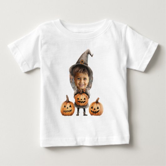 ハロウィン ボーイ フェイス カスタマイズ ベビーTシャツ (正面)