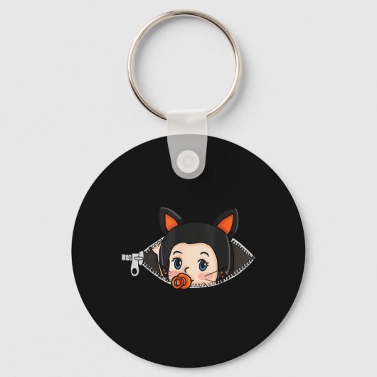 ハロウィン マタニティーTシャツ 黒猫の耳 赤ちゃん キーホルダー (正面)