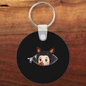 ハロウィン マタニティーTシャツ 黒猫の耳 赤ちゃん キーホルダー (正面)