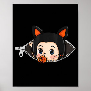 ハロウィン マタニティーTシャツ 黒猫の耳 赤ちゃん ポスター
