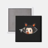 ハロウィン マタニティーTシャツ 黒猫の耳 赤ちゃん マグネット (正面/裏面)