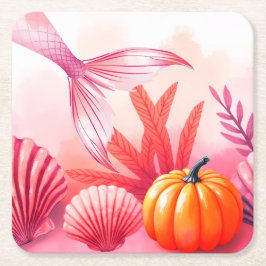 ハロウィン マーメイド ピンク スクエアペーパーコースター