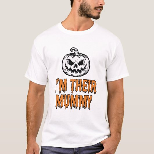 ハロウィン ミイラ カボチャ ヴィンテージ 彫刻 Tシャツ デ (正面)