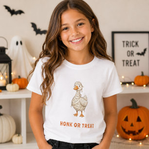 ハロウィン ミイラ ガチョウ Honk or Treat 少女 Tシャツ