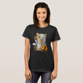 ハロウィン ミイラ 猫 パンプキン 子猫 Tシャツ (正面フル)