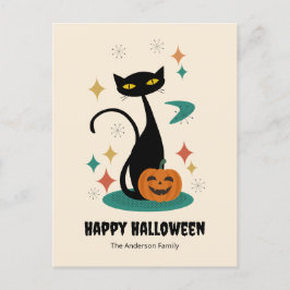 ハロウィン ミッドセンチュリー ブラックキャット シーズンポストカード