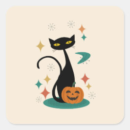 ハロウィン ミッドセンチュリー ブラックキャット ステッカー