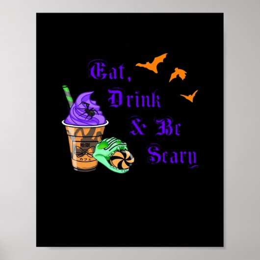ハロウィン ミニマル クリーン 怖い Eat Drink And Be Scary ポスター (正面)