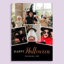 ハロウィン モダン ブラック 写真 ホリデーカード
