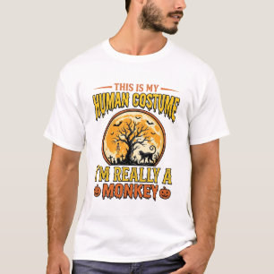 ハロウィン モンキー コスチューム ヴィンテージ Tシャツ デザイン 1