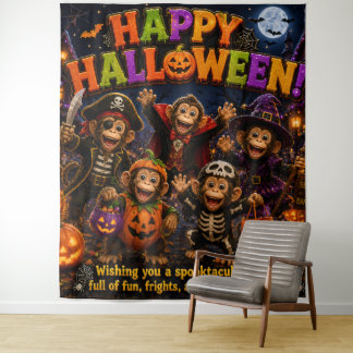 ハロウィン モンキー タペストリー/ハロウィンパーティー タペストリー