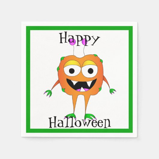 ハロウィン, モンスター, おもしろ スタンダードカクテルナプキン (正面)