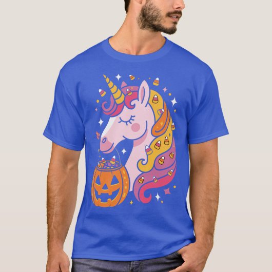 ハロウィン ユニコーン かわいい おもしろい Tシャツ (正面)