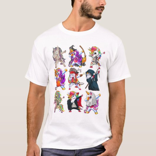 ハロウィン ユニコーン スケルトン Tシャツ (正面)