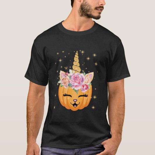 ハロウィン ユニコーン 猫 Tシャツ (正面)