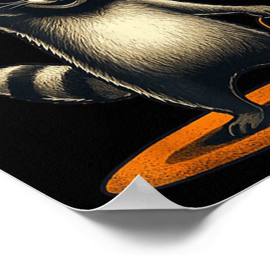 ハロウィン ラクーン ロック ミュージック ギフト メンズ レディース キッズ F ポスター (角)