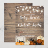ハロウィン ラスティック オレンジ ローズ ベイビー シャワー 招待状 (正面/裏面)